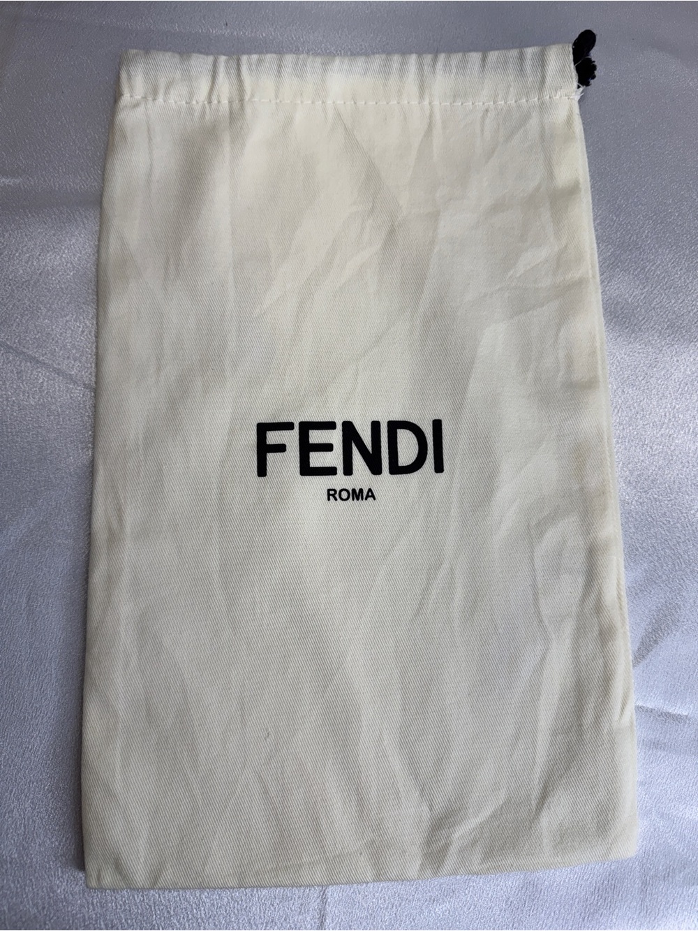 Fendi Cream Drawstring Logo Dust Travel Pouch